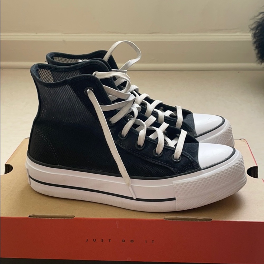 Platform hi black mesh Converse Chuck Taylor